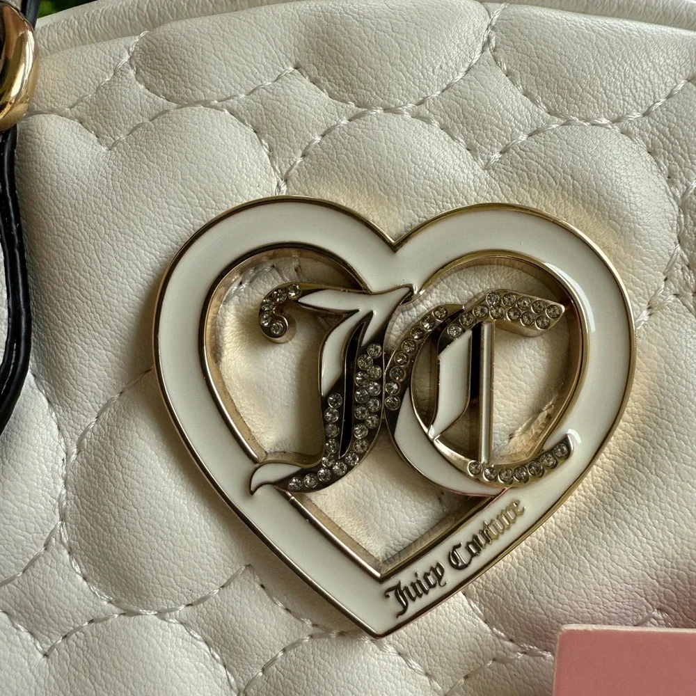 Juicy Couture‎ Flawless Dome Satchel Heart Quilt White Handbag 11JCCLFJC-HWT NEW